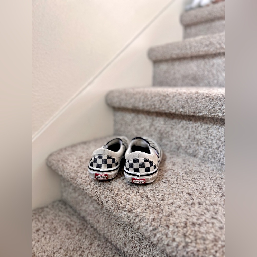 Vans Kids Black and White Checkered Slip-On Sneakers - Picture 3 of 4